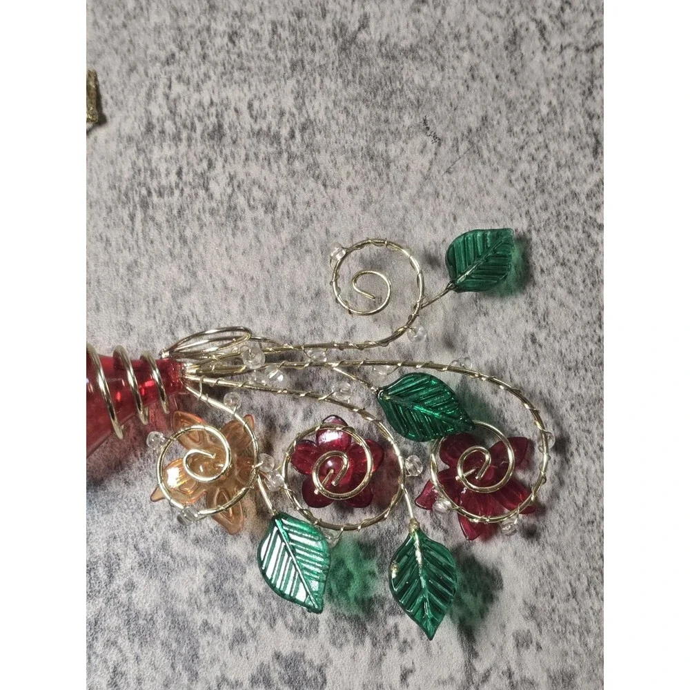 Vintage Blue Green Peacock Blown Glass Christmas Ornament Ornate Tail Nice